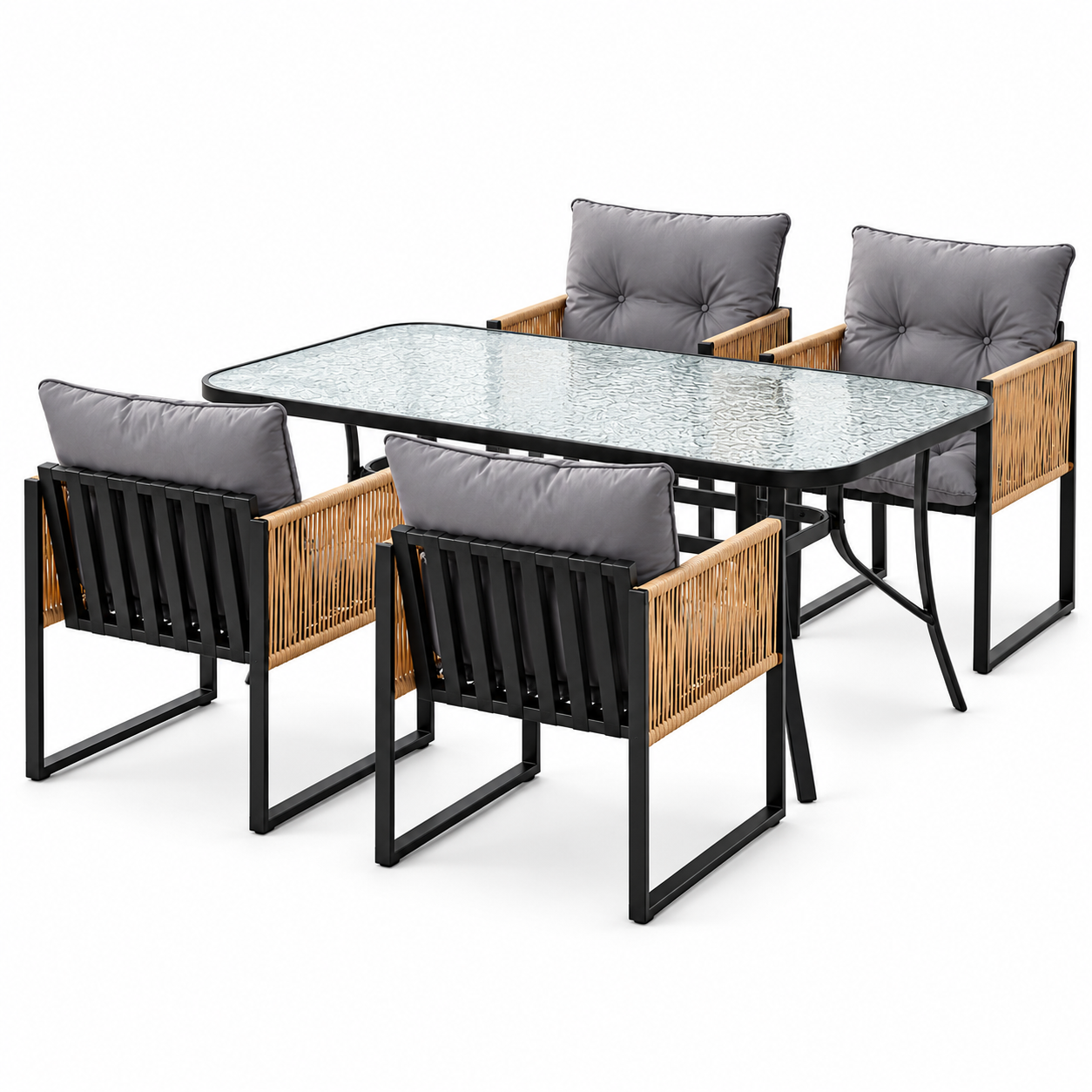 Gardeon 5PC Outdoor Dining Set 140CM Table and Chairs Patio Furniture Garden Cushion Bedworld
