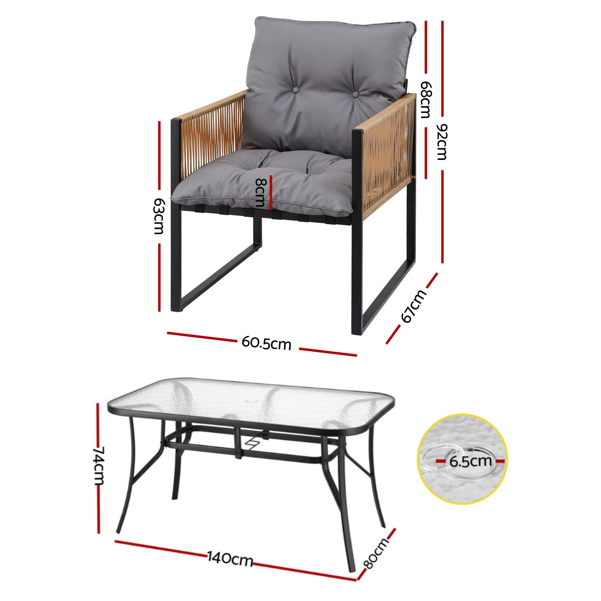 Gardeon 5PC Outdoor Dining Set 140CM Table and Chairs Patio Furniture Garden Cushion Bedworld
