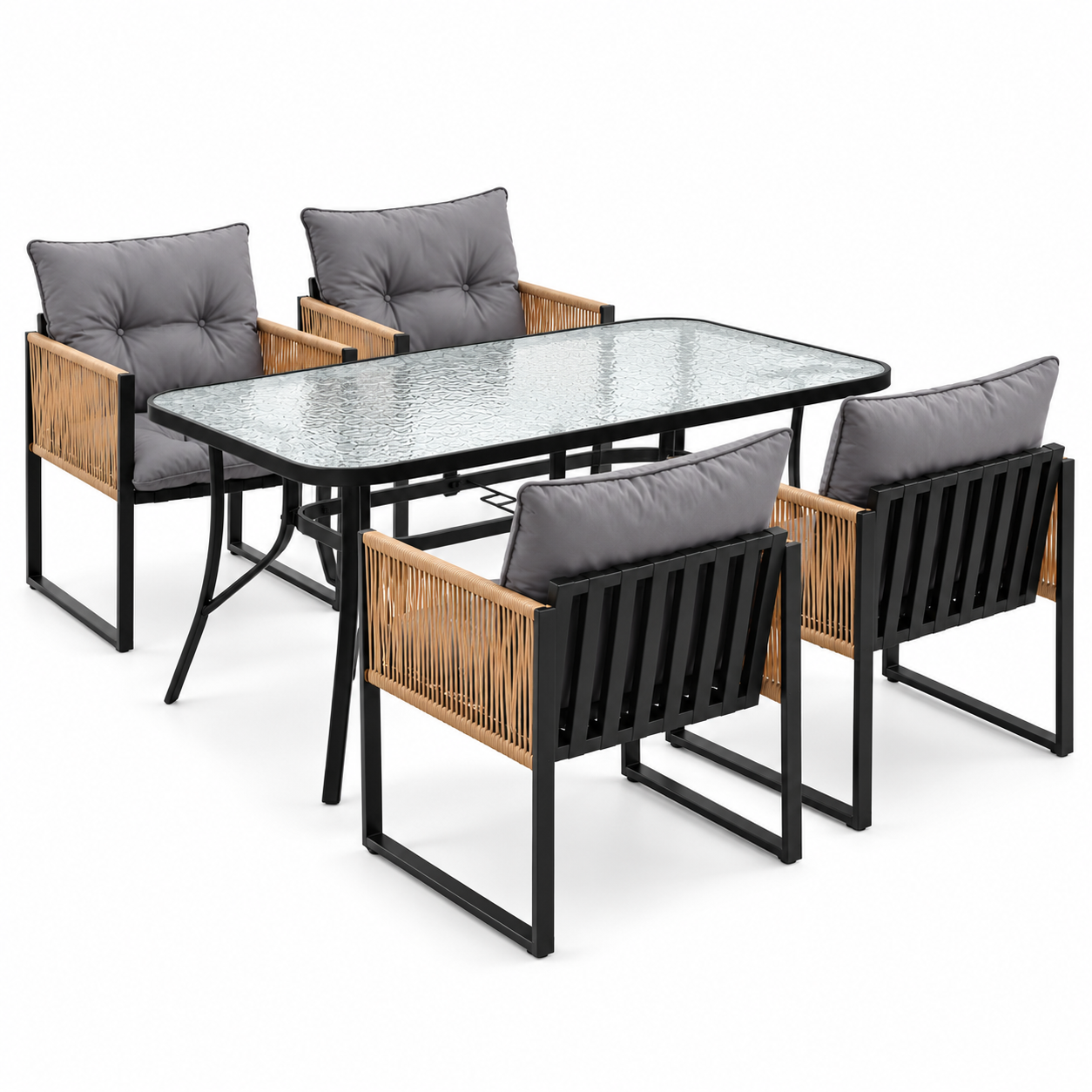 Gardeon 5PC Outdoor Dining Set 140CM Table and Chairs Patio Furniture Garden Cushion Bedworld