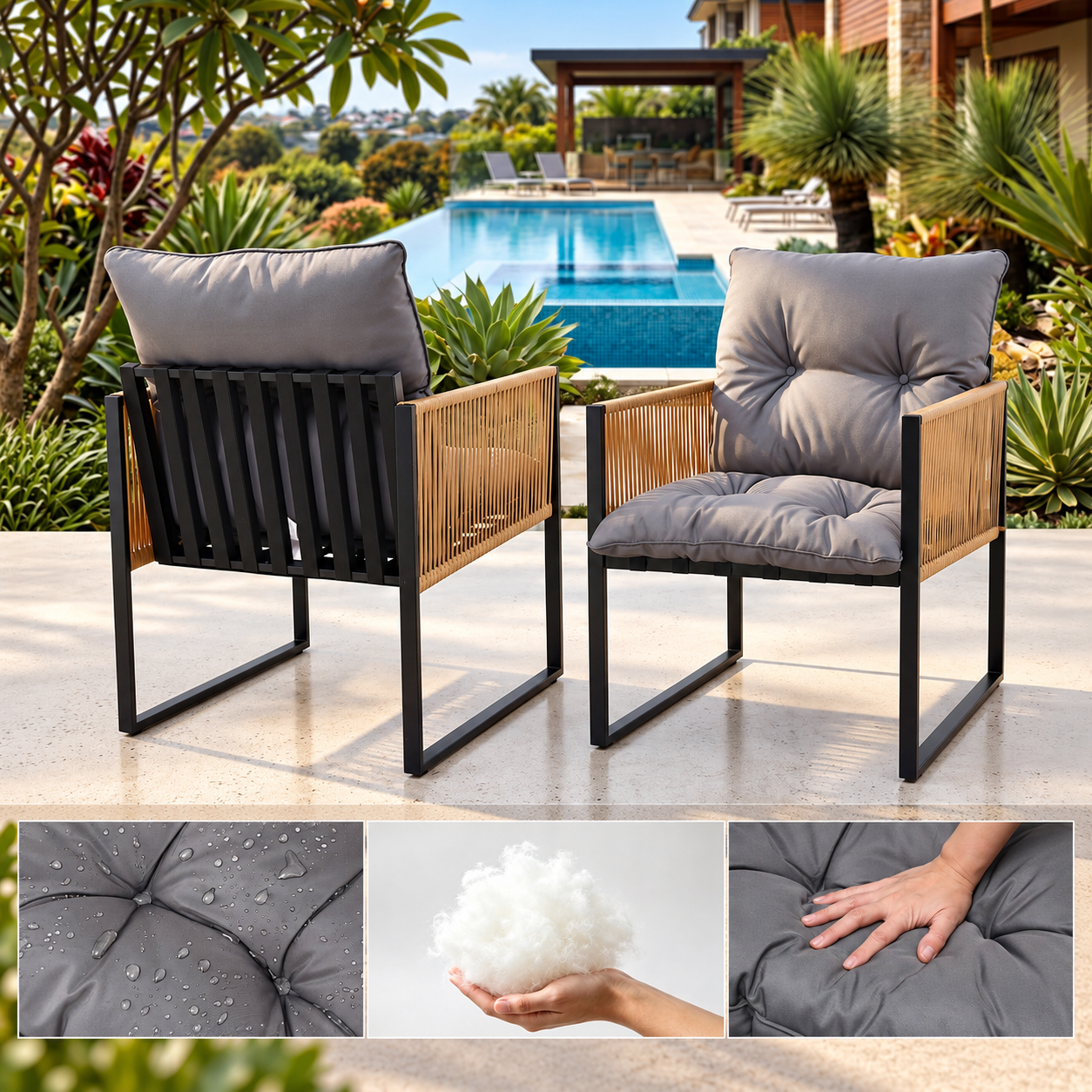 Gardeon 5PC Outdoor Dining Set 140CM Table and Chairs Patio Furniture Garden Cushion Bedworld