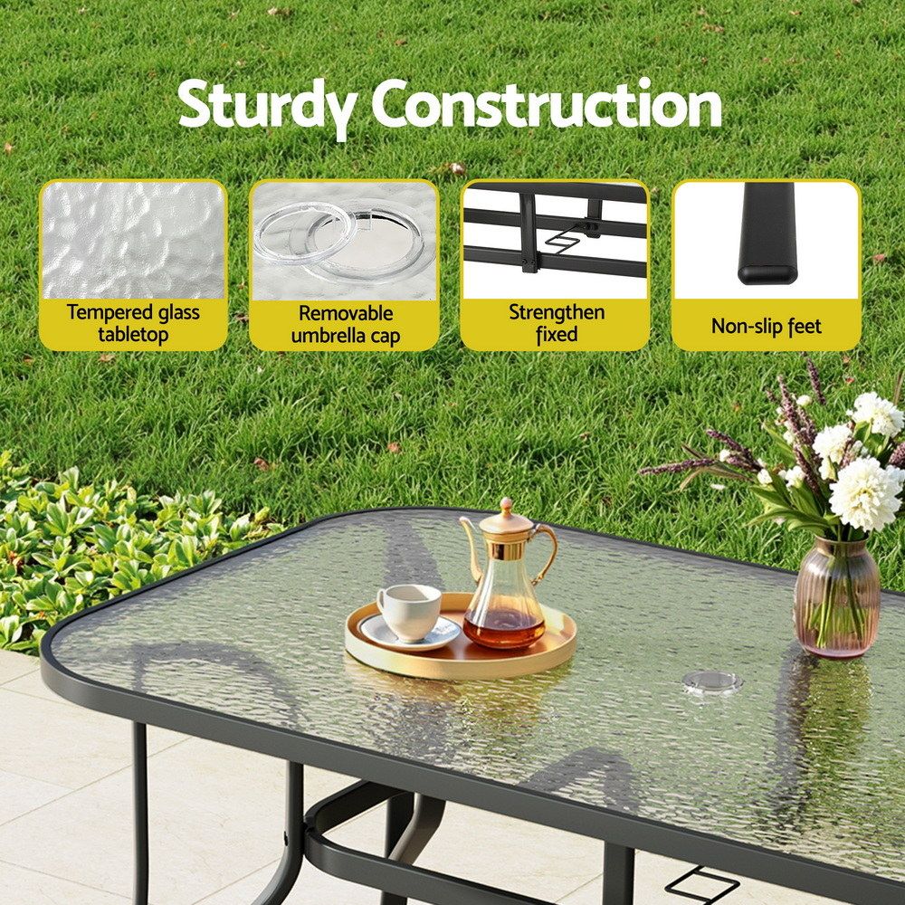 Gardeon 5PC Outdoor Dining Set 140CM Table and Chairs Patio Furniture Garden Cushion Bedworld