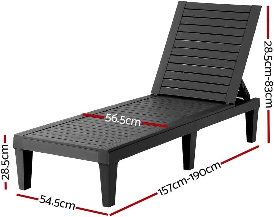 Gardeon 2x Sun Lounge Adjustable Recliner Patio Outdoor Furniture Lightweight Black Bedworld