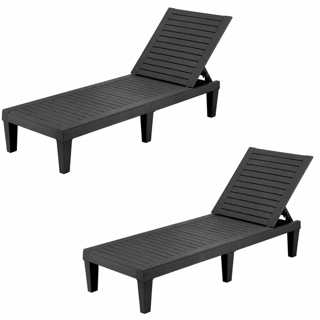 Gardeon 2x Sun Lounge Adjustable Recliner Patio Outdoor Furniture Lightweight Black Bedworld