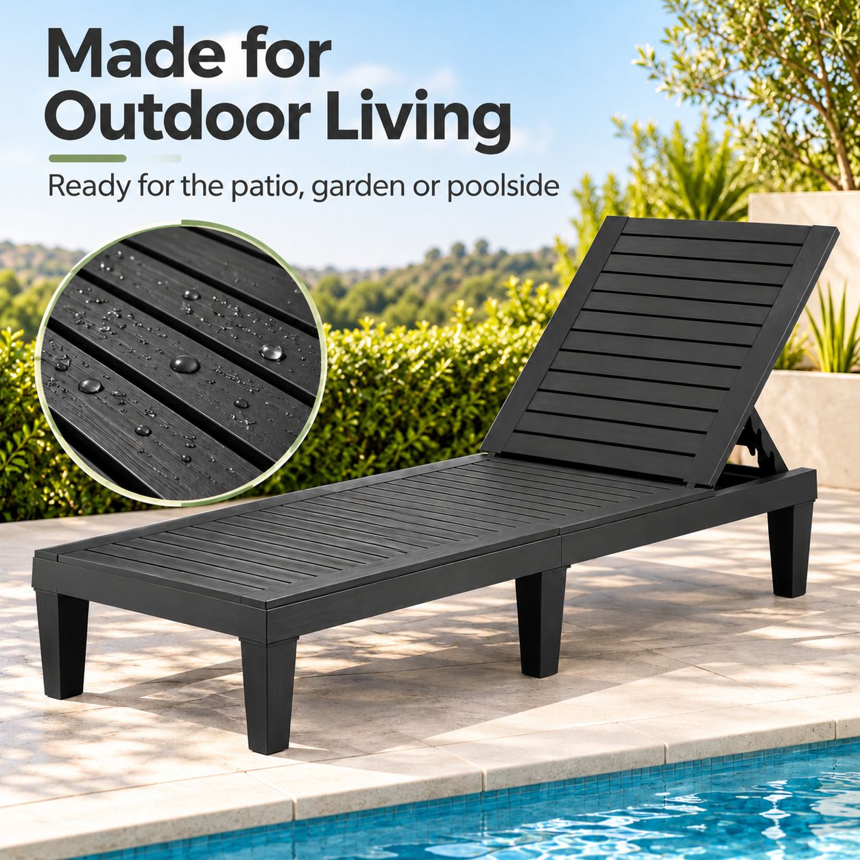 Gardeon 2x Sun Lounge Adjustable Recliner Patio Outdoor Furniture Lightweight Black Bedworld