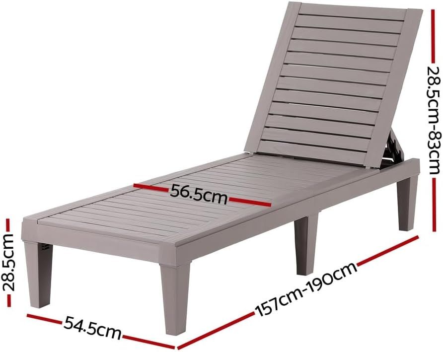 Set of 2 Gardeon Sun Lounge Adjustable Recliner Patio Outdoor Furniture Lightweight Brown Bedworld