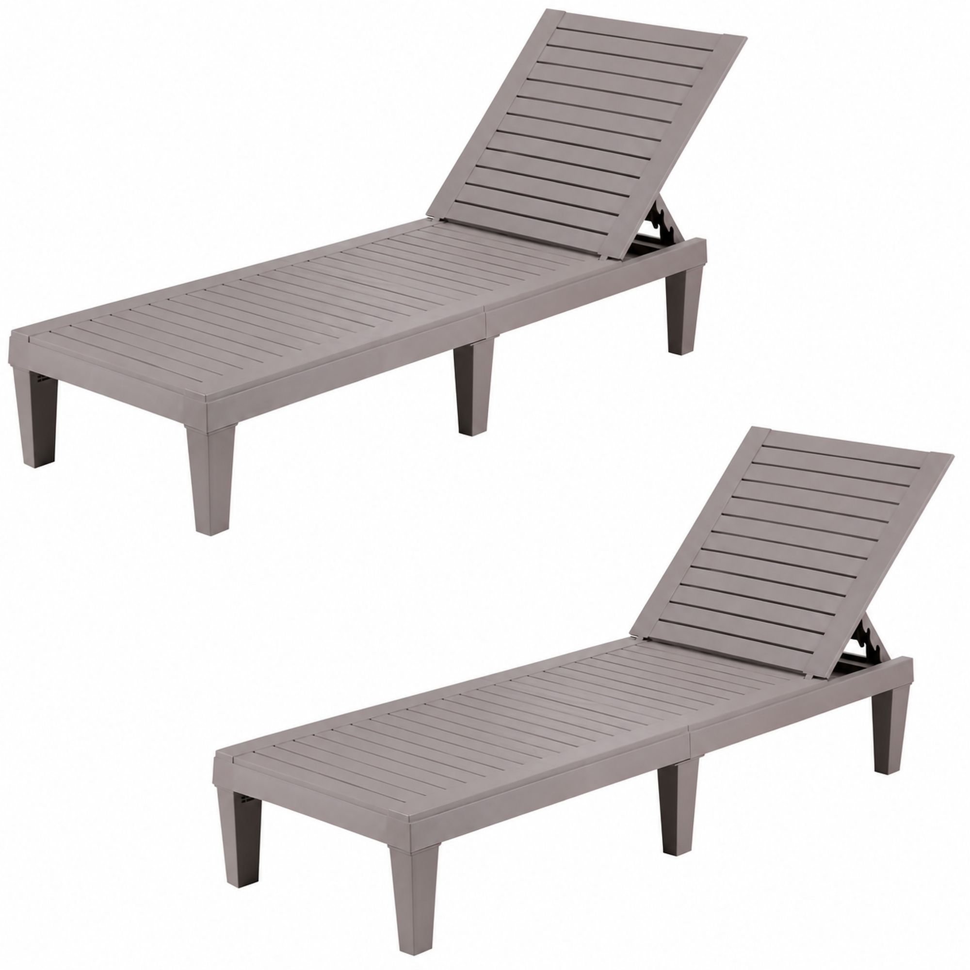 Set of 2 Gardeon Sun Lounge Adjustable Recliner Patio Outdoor Furniture Lightweight Brown Bedworld