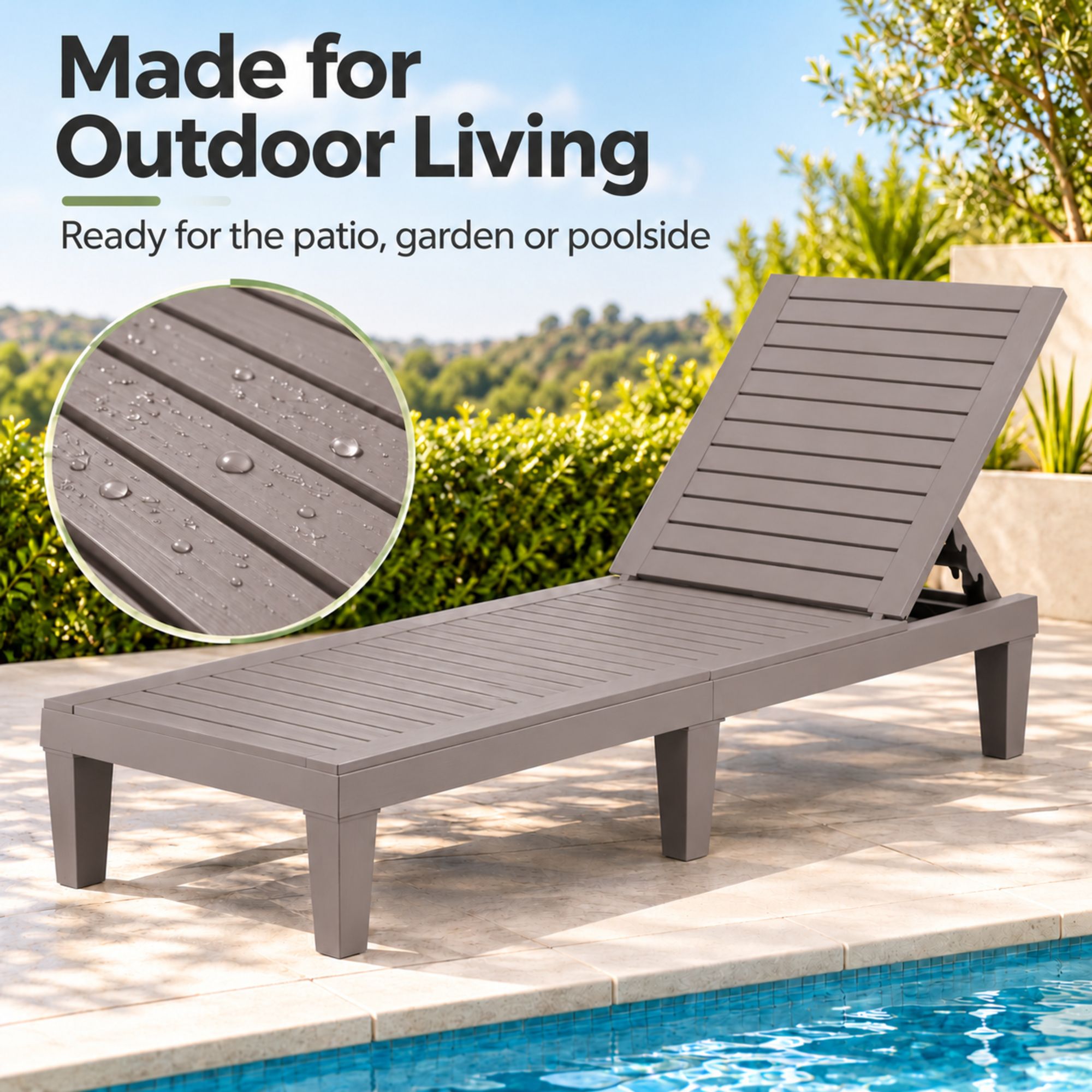Set of 2 Gardeon Sun Lounge Adjustable Recliner Patio Outdoor Furniture Lightweight Brown Bedworld