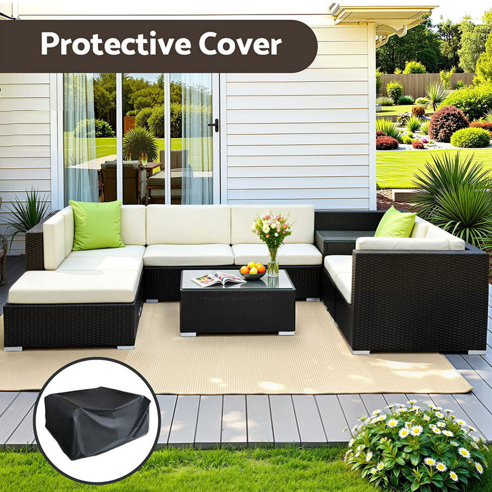 Gardeon 9-Piece Outdoor Sofa Set Wicker Couch Lounge Setting Cover