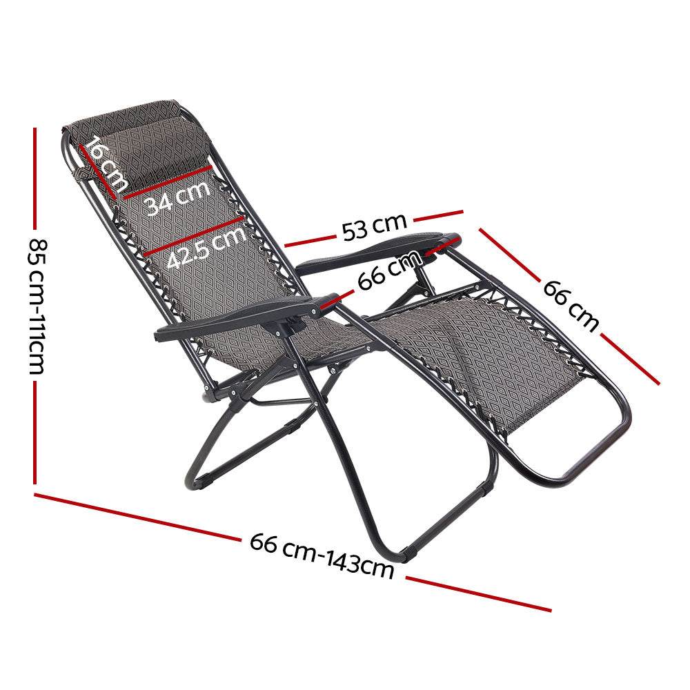 Gravity Chair Folding Outdoor Recliner Adjustable Sun Lounge Camping Beige
