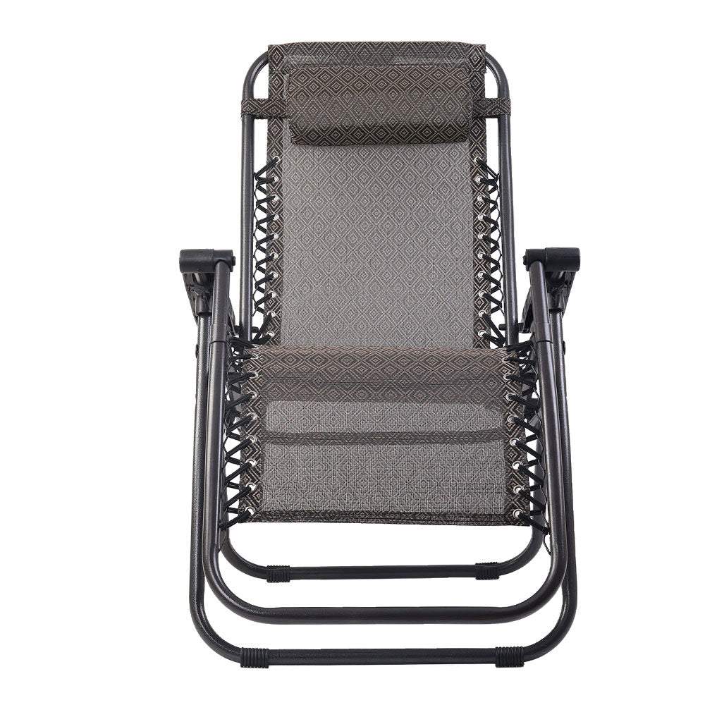 Gravity Chair Folding Outdoor Recliner Adjustable Sun Lounge Camping Beige