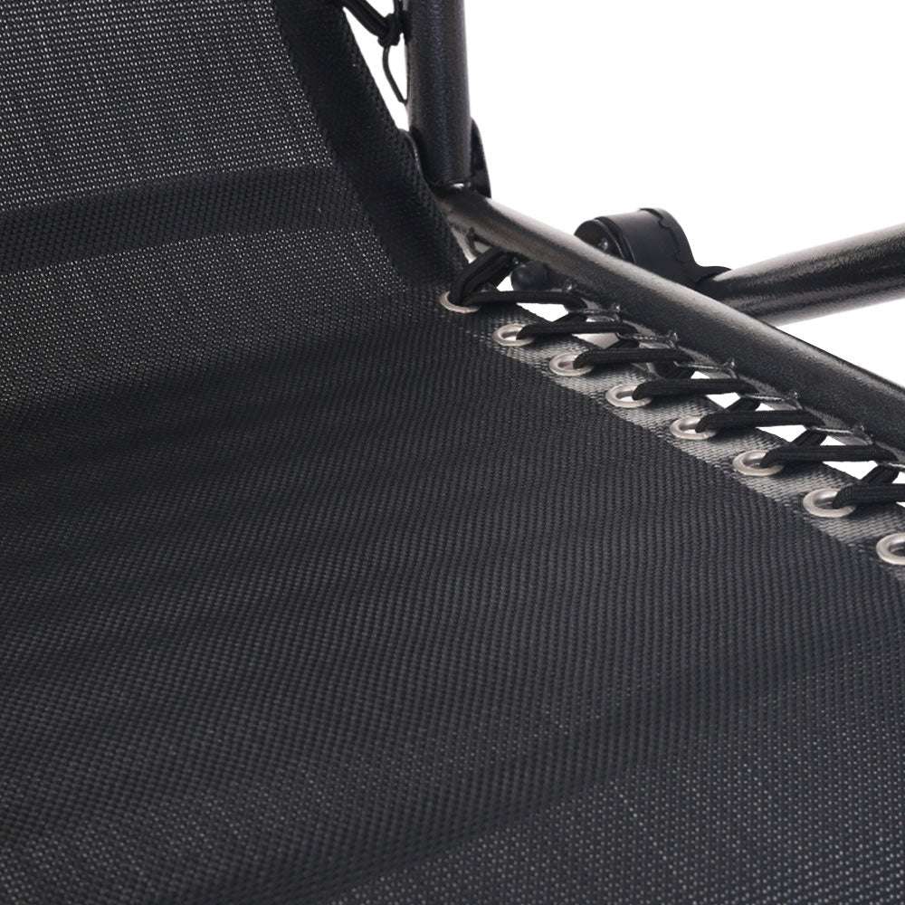 Gravity Chair Folding Outdoor Recliner Adjustable Sun Lounge Camping Black