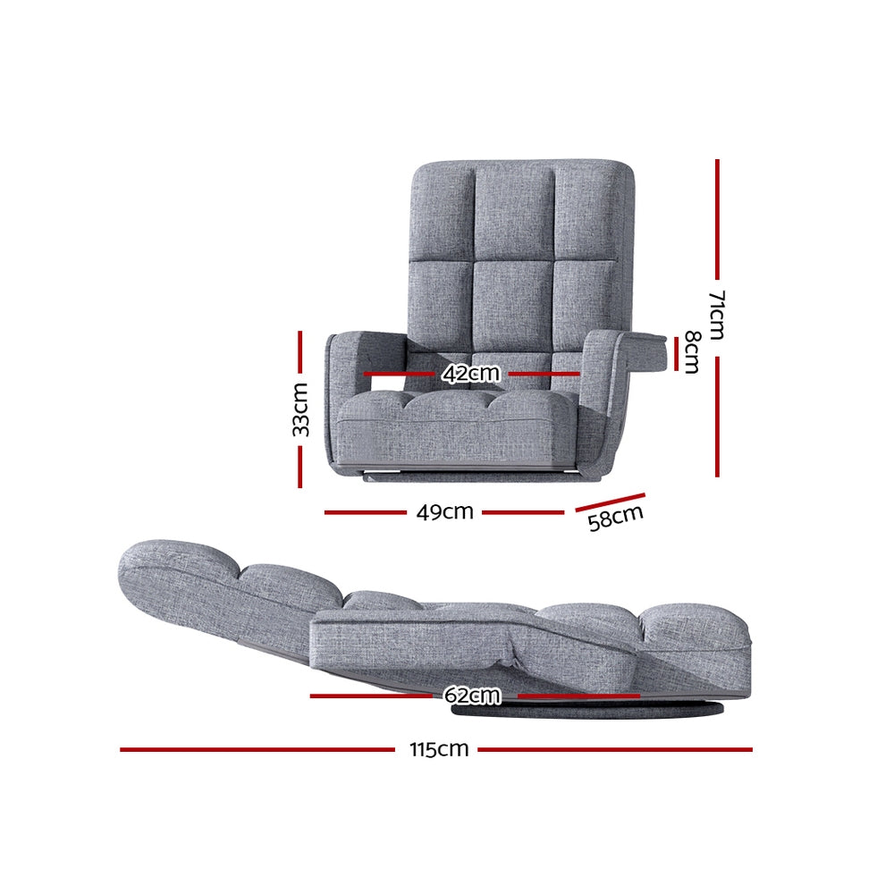 Artiss Floor Chair Lounge Sofa Swivel Grey Bedworld