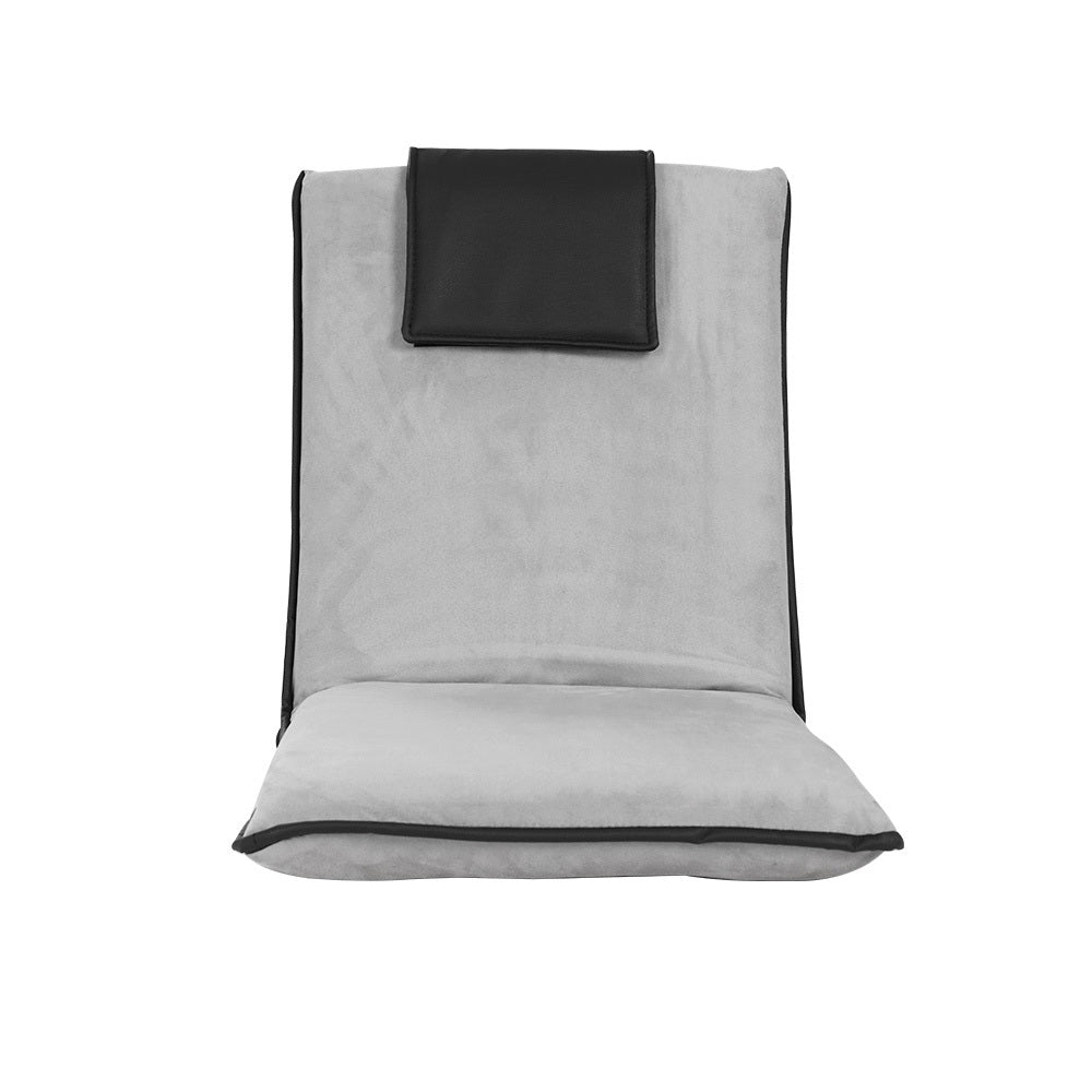 Artiss 2X Floor Lounge Sofa Bed Floor Cushion Velvet Grey