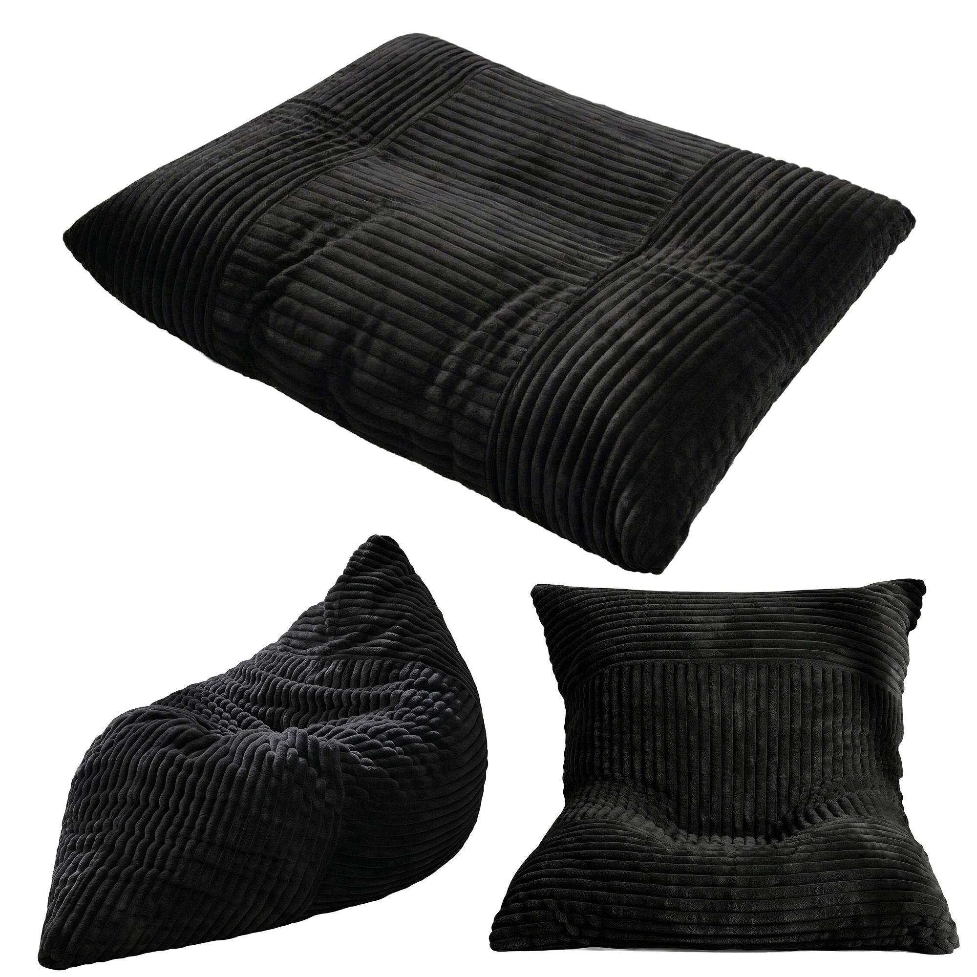 Artiss 3-in-1 Bean Bag Chair for Living Room Convertible Floor Sofa Dark Grey Bedworld