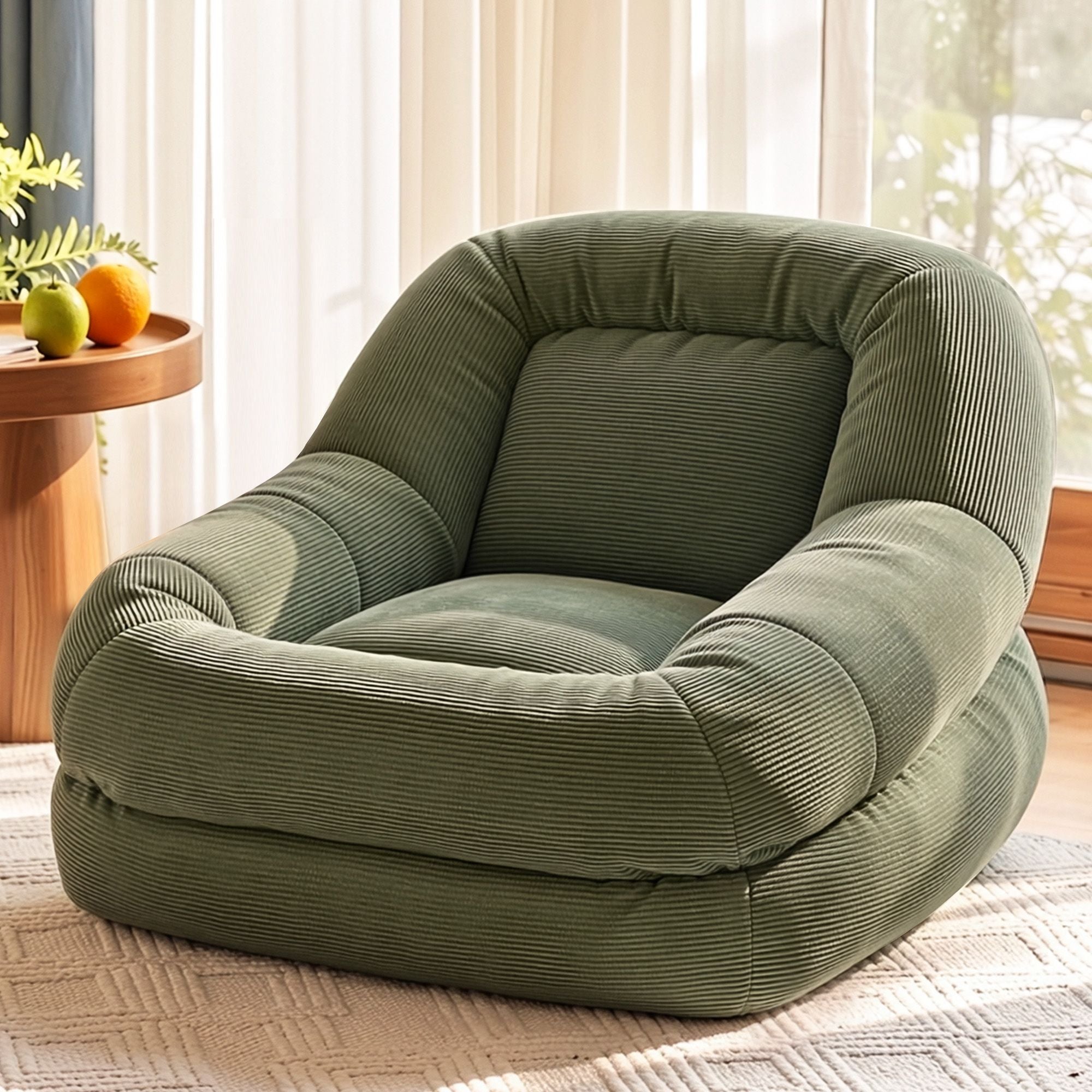 Artiss Armchair Floor Chair Couch Recliner 1 Seater Cloud Chaise Lounge Corduroy Green Bedworld