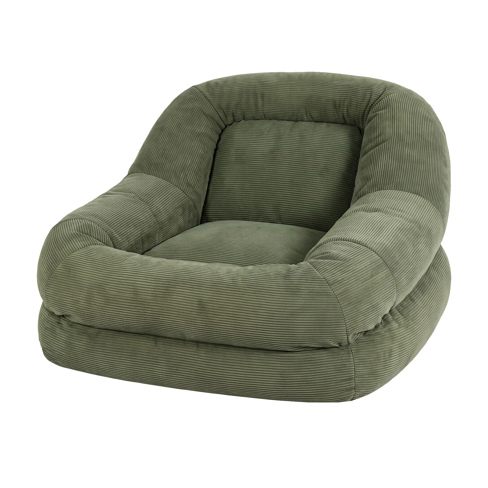Artiss Armchair Floor Chair Couch Recliner 1 Seater Cloud Chaise Lounge Corduroy Green Bedworld
