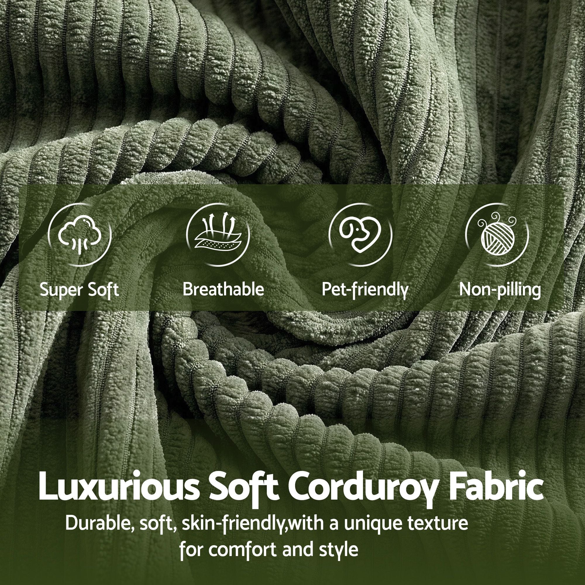 Artiss Armchair Floor Chair Couch Recliner 1 Seater Cloud Chaise Lounge Corduroy Green Bedworld