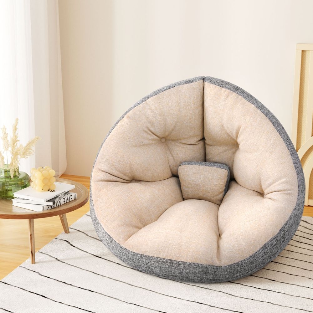 Artiss Floor Lounge Sofa Bed Chair Foldable Washable Beige Bedworld