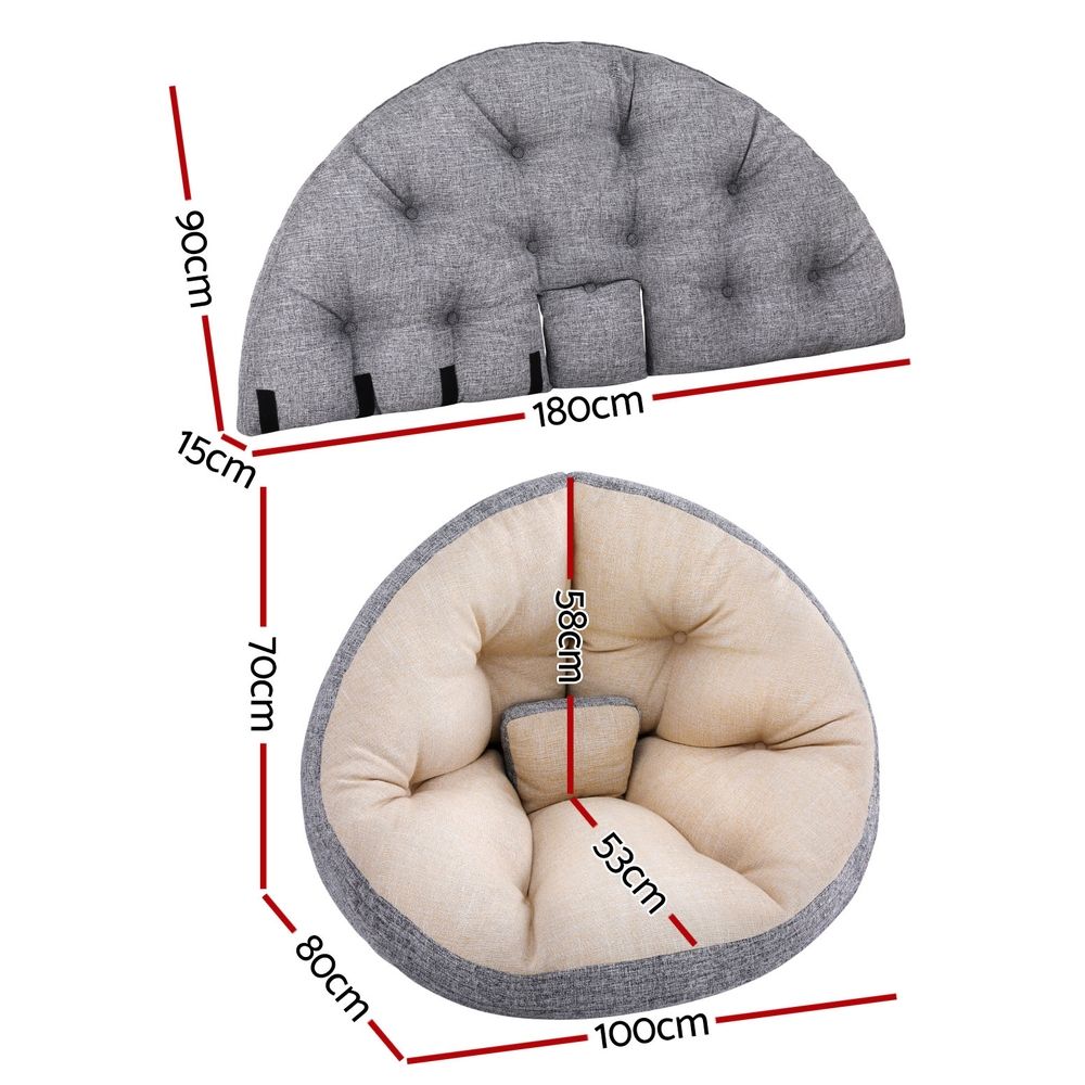 Artiss Floor Lounge Sofa Bed Chair Foldable Washable Beige Bedworld