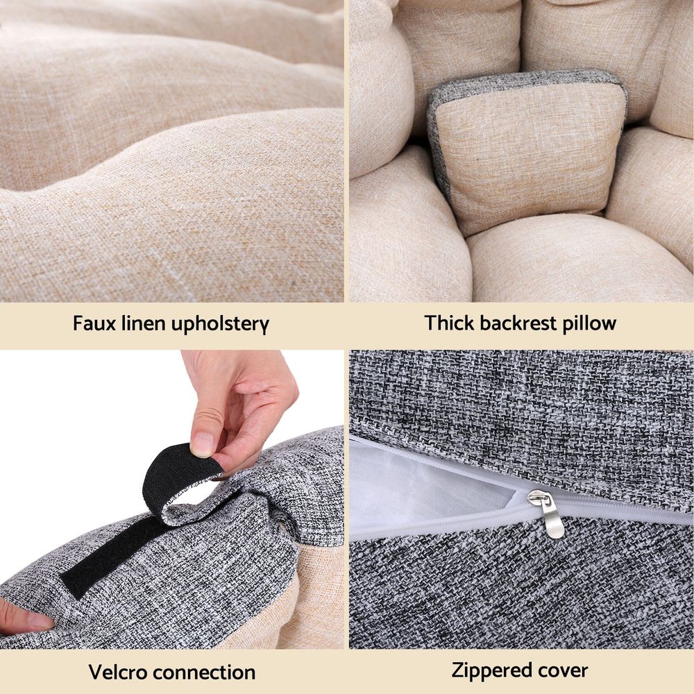 Artiss Floor Lounge Sofa Bed Chair Foldable Washable Beige Bedworld