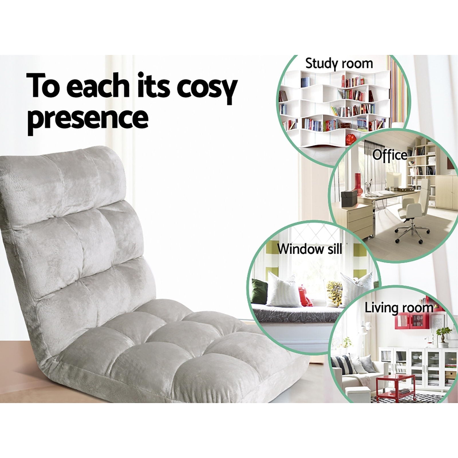 Artiss 4X Lounge Sofa Bed Flannel Fabric Grey