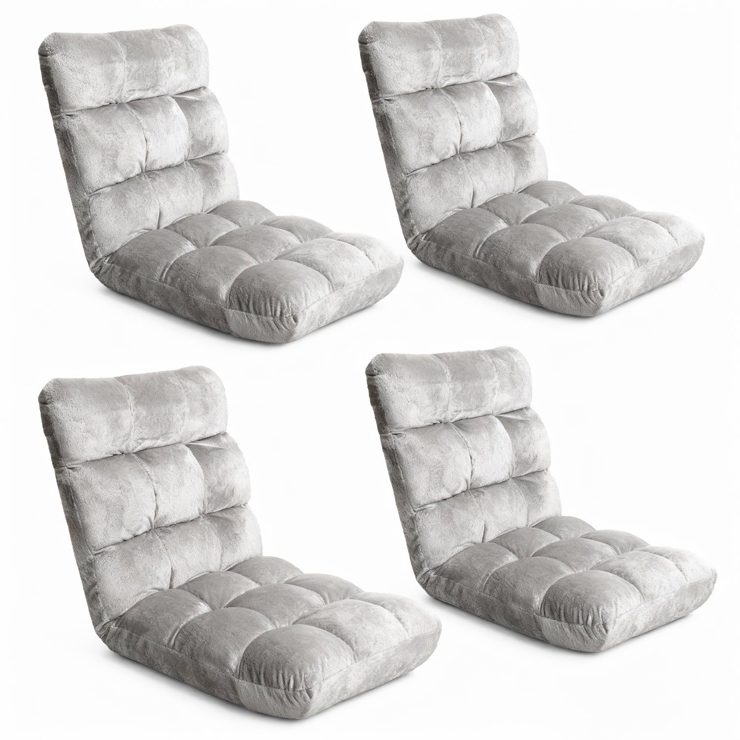 Artiss 4X Lounge Sofa Bed Flannel Fabric Grey