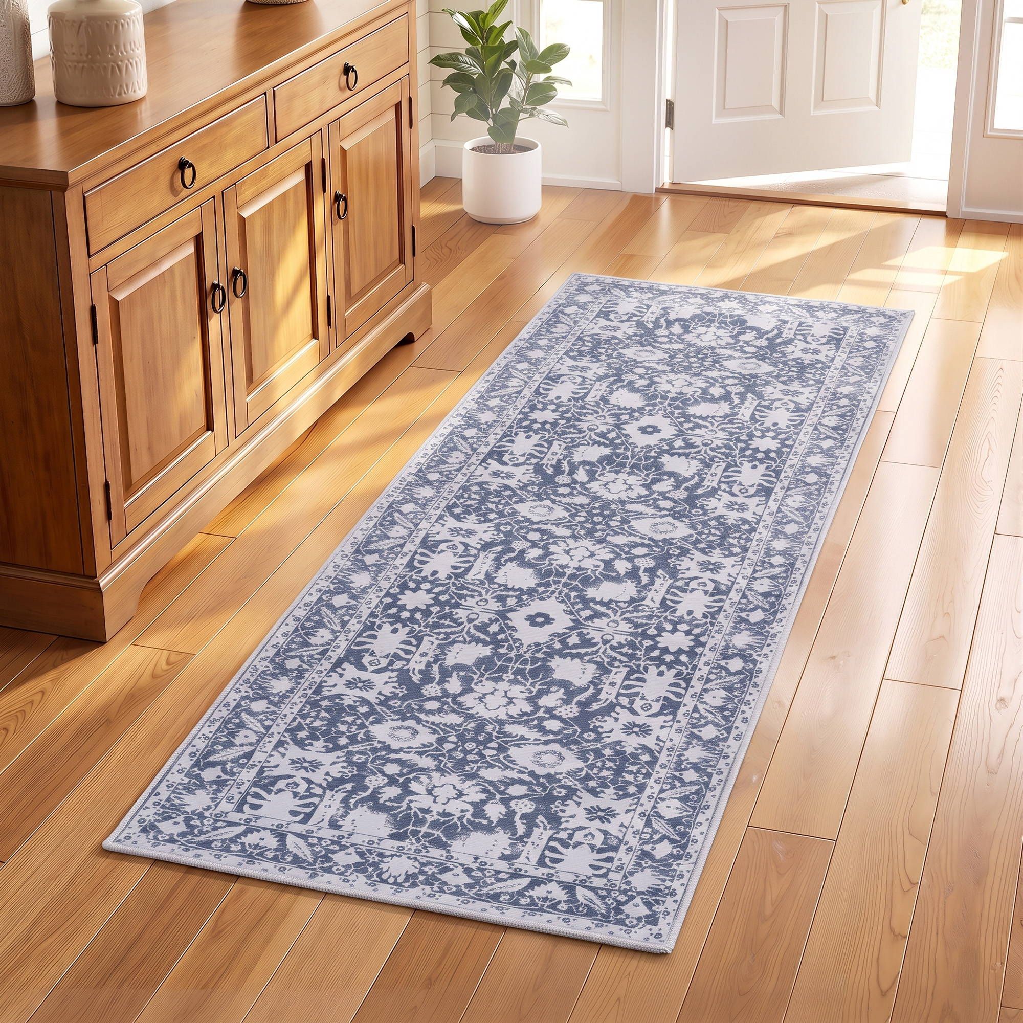 Artiss 60 x 180 cm Runner Rugs for Hallway Bedroom Pad-Free Dense Dot Backing Stops Slipping & Robot Vacuum Friendly, Vintage Carpet for Reading Nook Dining Area, 100% Polyester Washable Bedworld