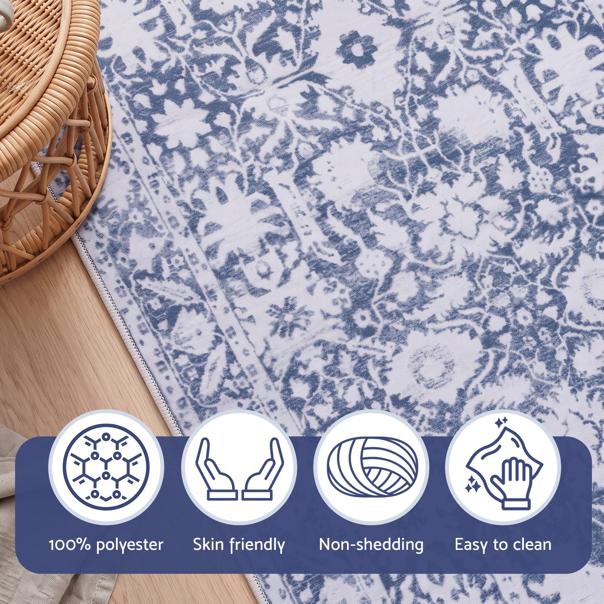 Artiss 60 x 180 cm Runner Rugs for Hallway Bedroom Pad-Free Dense Dot Backing Stops Slipping & Robot Vacuum Friendly, Vintage Carpet for Reading Nook Dining Area, 100% Polyester Washable Bedworld