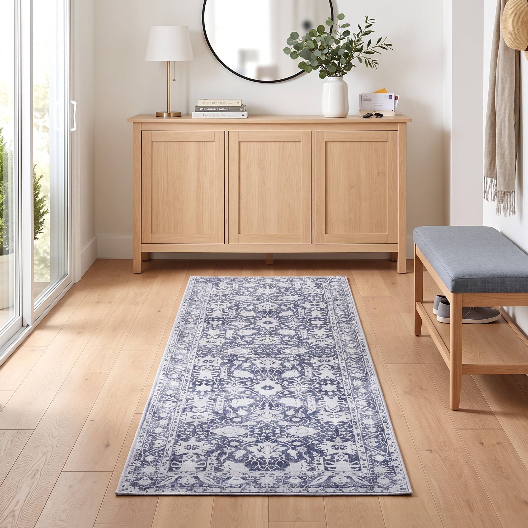 Artiss 60 x 180 cm Runner Rugs for Hallway Bedroom Pad-Free Dense Dot Backing Stops Slipping & Robot Vacuum Friendly, Vintage Carpet for Reading Nook Dining Area, 100% Polyester Washable Bedworld