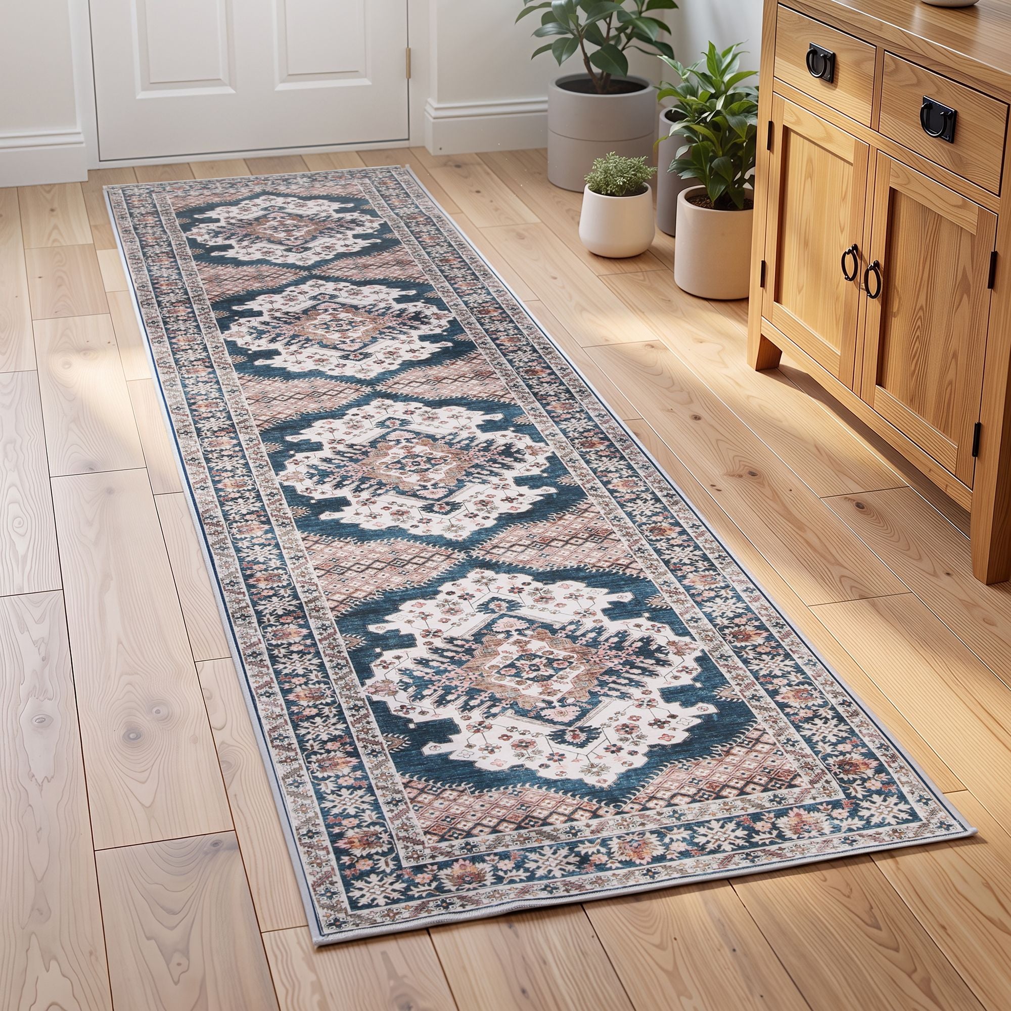 Artiss 60 x 300 cm Washable Runner Area Rug No Hard Glue Quilt-Like Soft for Home Decor, 0.5cm Ultra-Thin Pet Friendly Bohemian Medallion Bedroom Carpet Bedworld