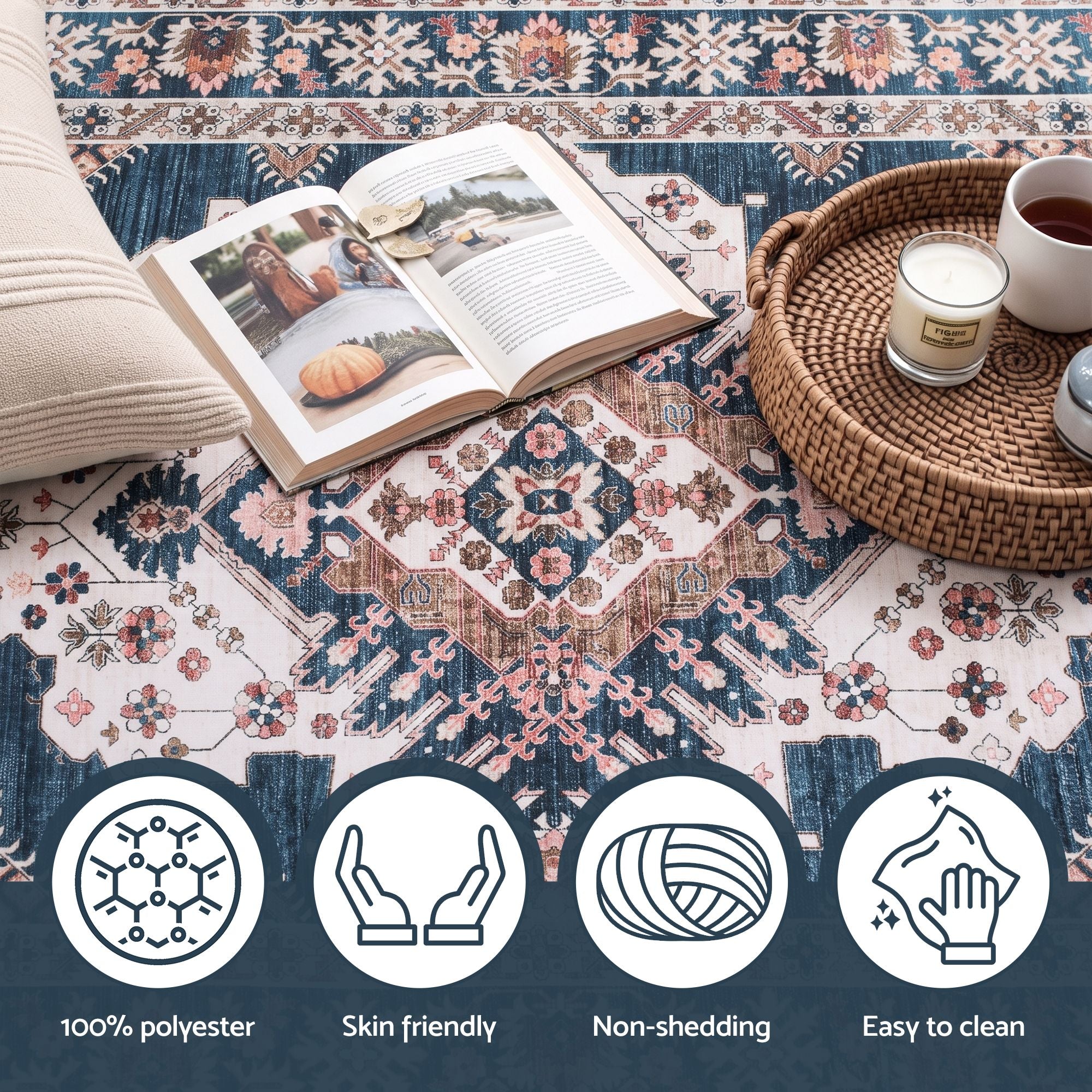 Artiss 60 x 300 cm Washable Runner Area Rug No Hard Glue Quilt-Like Soft for Home Decor, 0.5cm Ultra-Thin Pet Friendly Bohemian Medallion Bedroom Carpet Bedworld