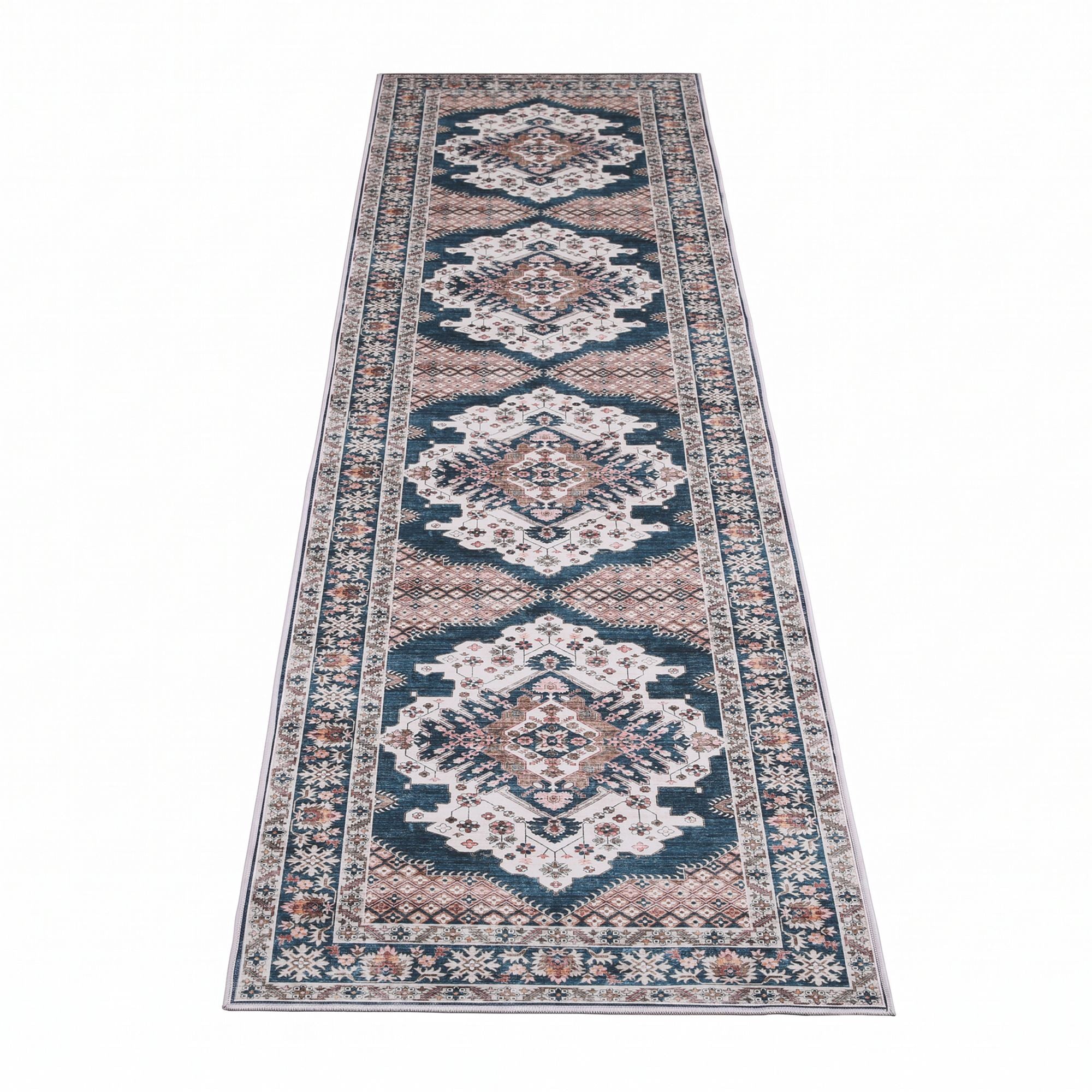 Artiss 60 x 300 cm Washable Runner Area Rug No Hard Glue Quilt-Like Soft for Home Decor, 0.5cm Ultra-Thin Pet Friendly Bohemian Medallion Bedroom Carpet Bedworld