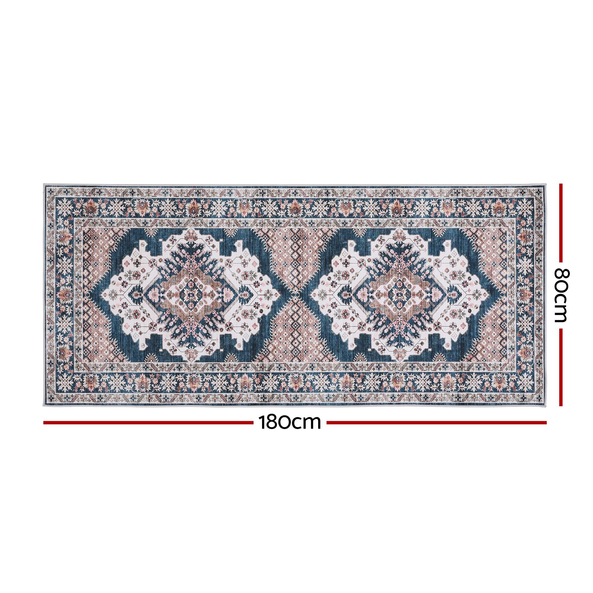 Artiss 80 x 180 cm Washable Runner Area Rug No Hard Glue Quilt-Like Soft for Home Decor, 0.5cm Ultra-Thin Pet Friendly Bohemian Medallion Bedroom Carpet Bedworld
