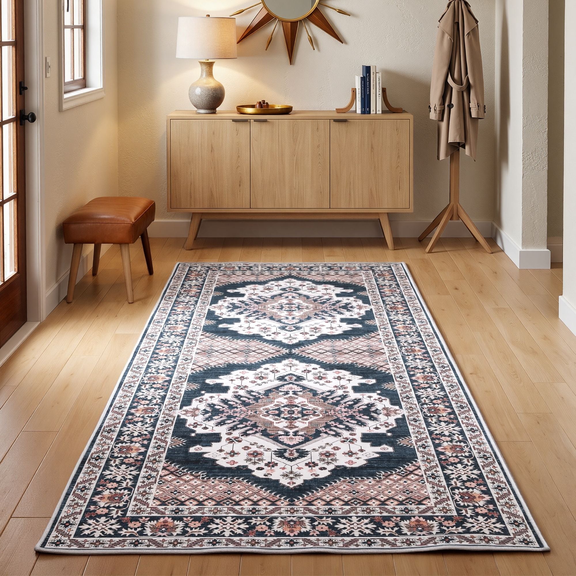 Artiss 80 x 180 cm Washable Runner Area Rug No Hard Glue Quilt-Like Soft for Home Decor, 0.5cm Ultra-Thin Pet Friendly Bohemian Medallion Bedroom Carpet Bedworld