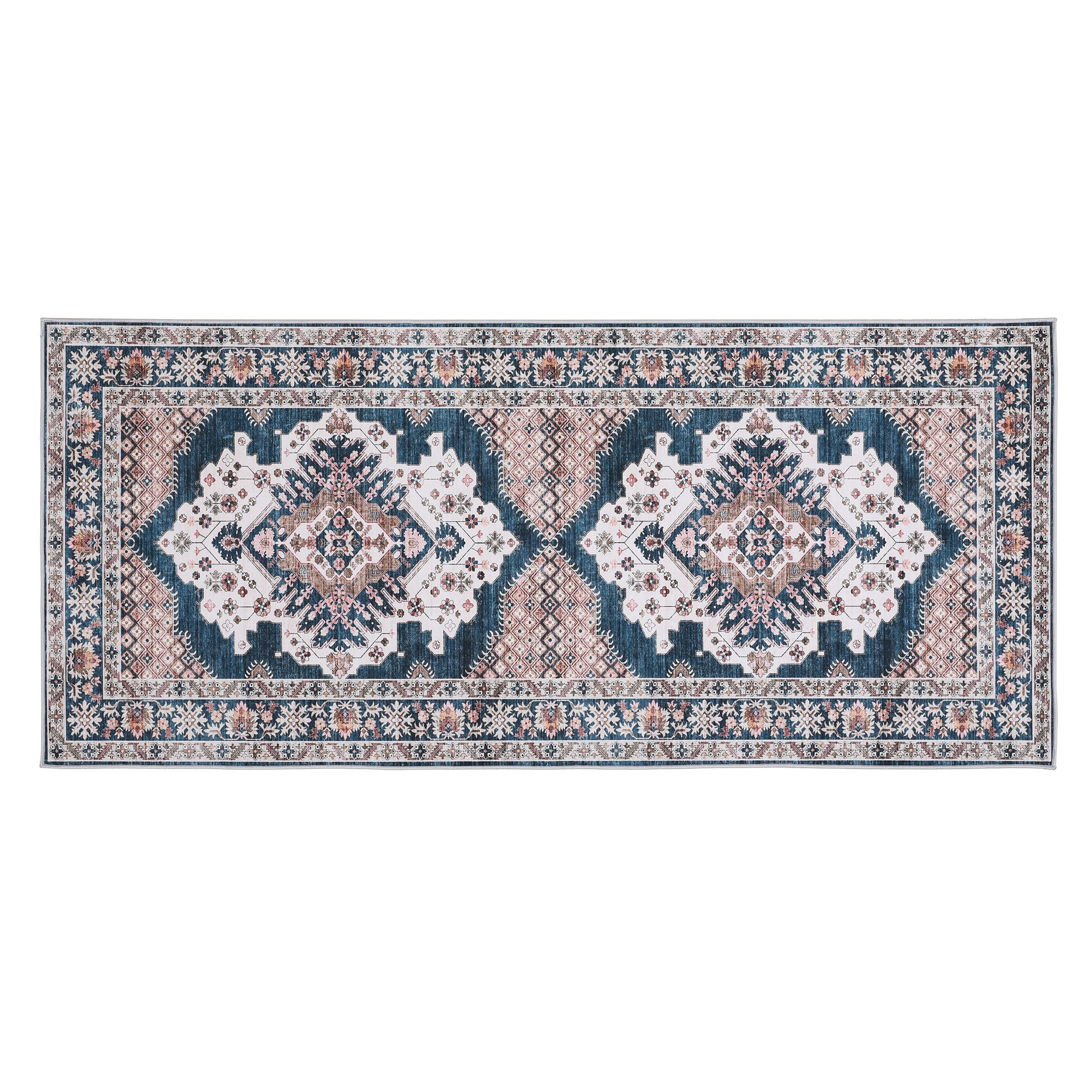 Artiss 80 x 180 cm Washable Runner Area Rug No Hard Glue Quilt-Like Soft for Home Decor, 0.5cm Ultra-Thin Pet Friendly Bohemian Medallion Bedroom Carpet Bedworld