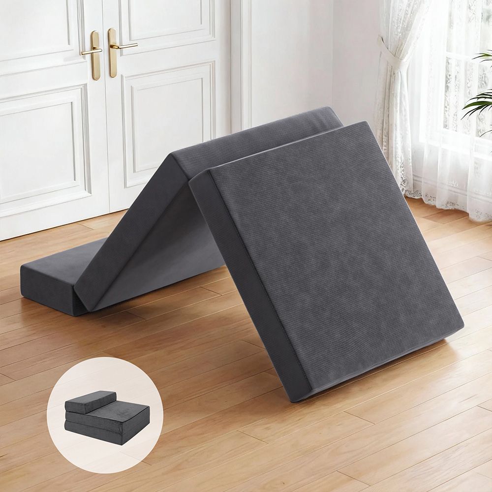 Giselle Bedding Foldable Mattress Folding Foam Bed Mat Single Grey Bedworld