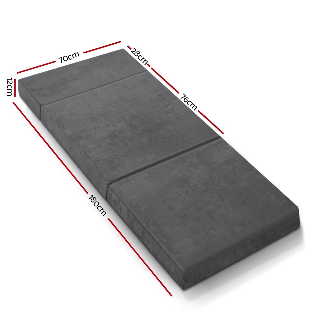 Giselle Bedding Foldable Mattress Folding Foam Bed Mat Single Grey Bedworld