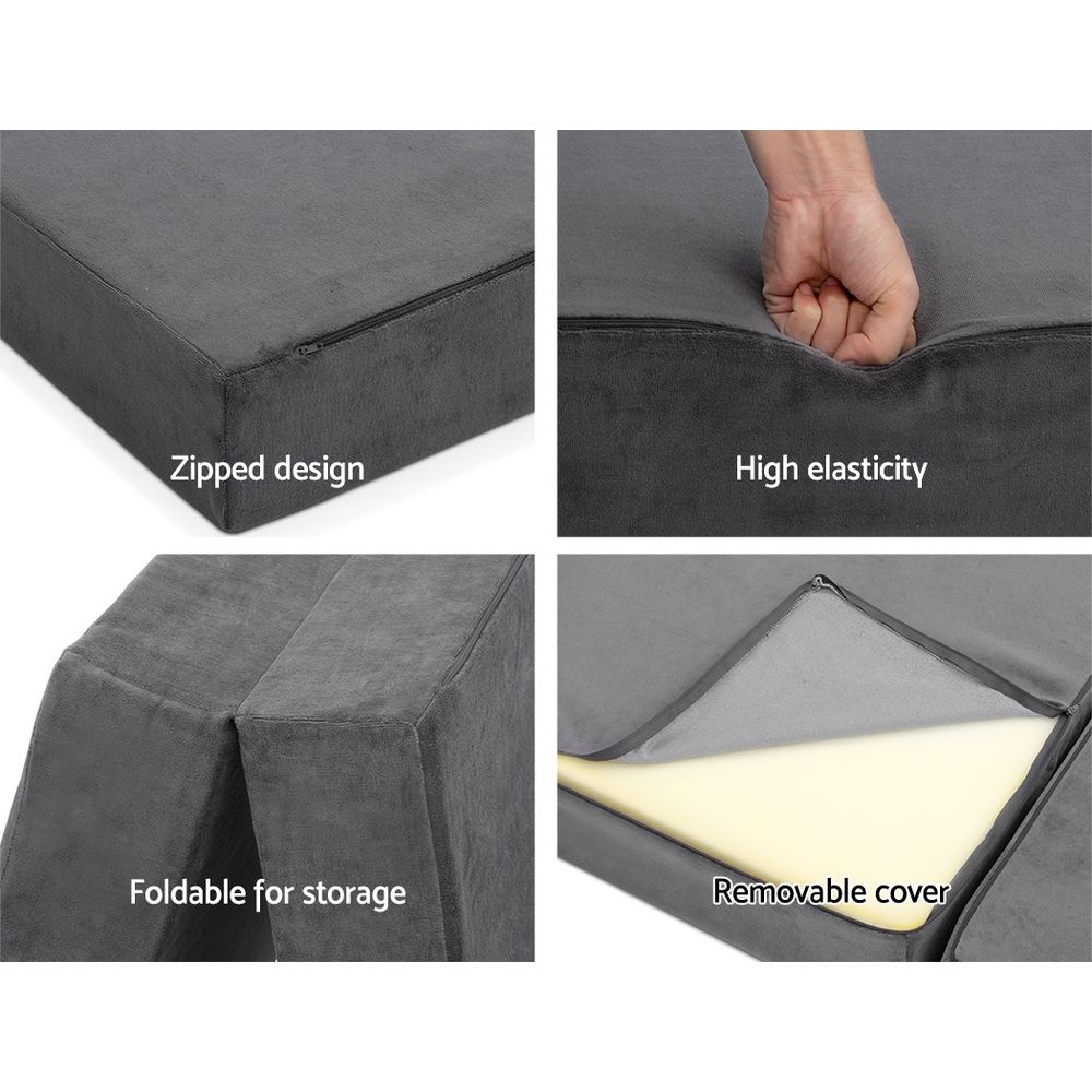 Giselle Bedding Foldable Mattress Folding Foam Bed Mat Single Grey Bedworld