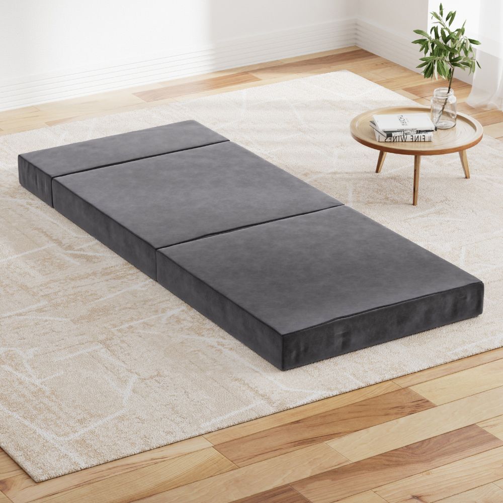 Giselle Bedding Foldable Mattress Folding Foam Bed Mat Single Grey Bedworld