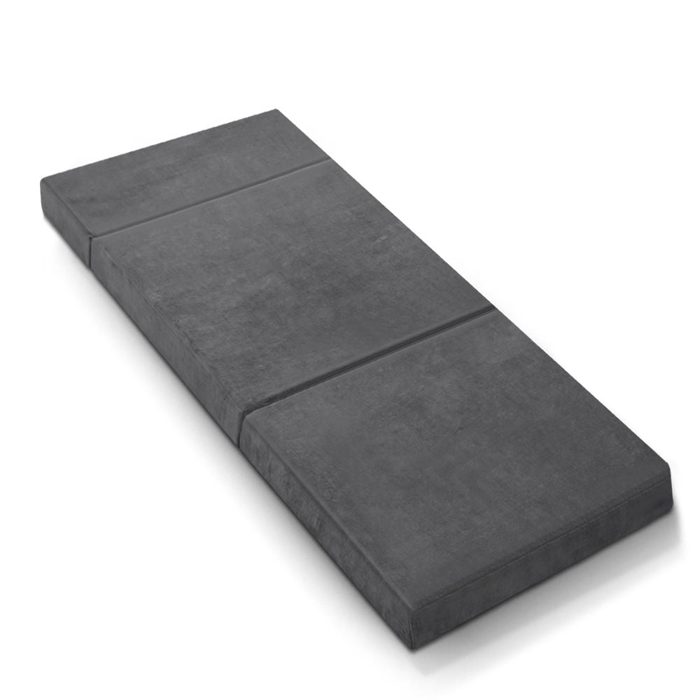 Giselle Bedding Foldable Mattress Folding Foam Bed Mat Single Grey Bedworld