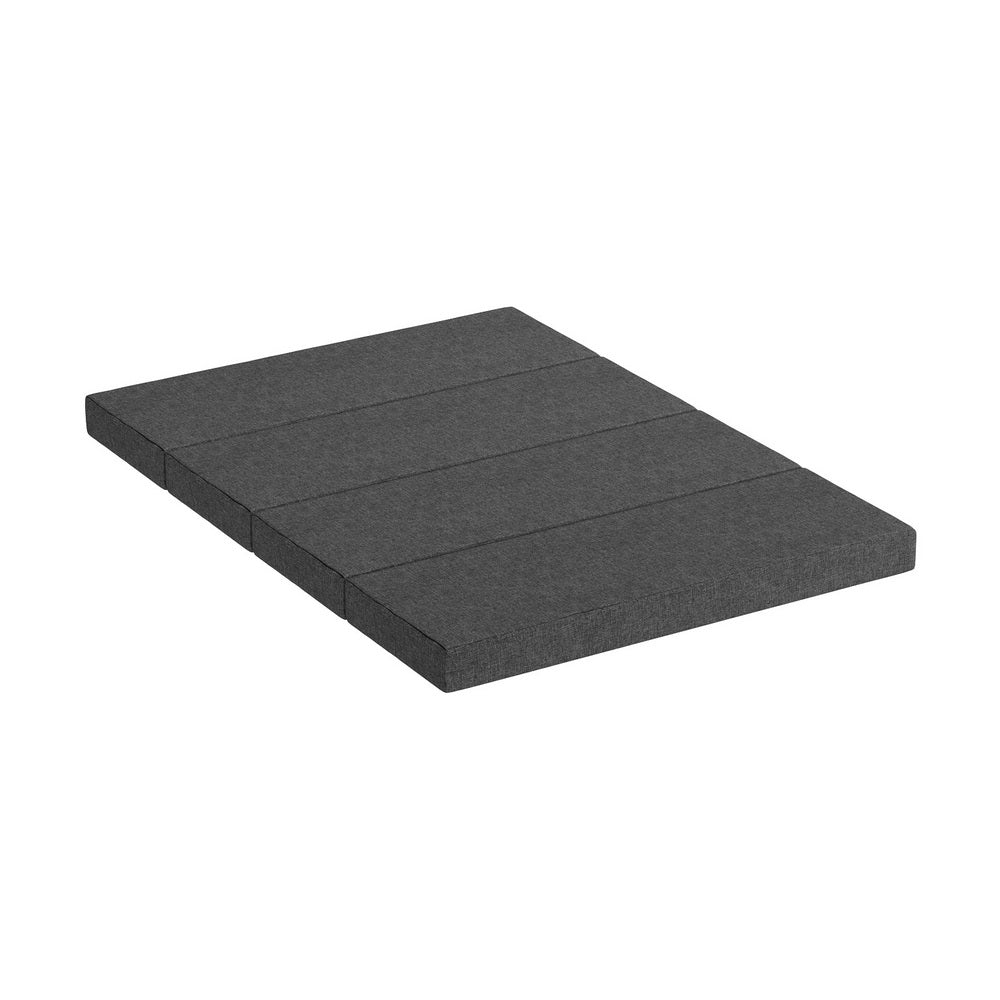Four-panel folding foam mattress, dark gray, compact double size