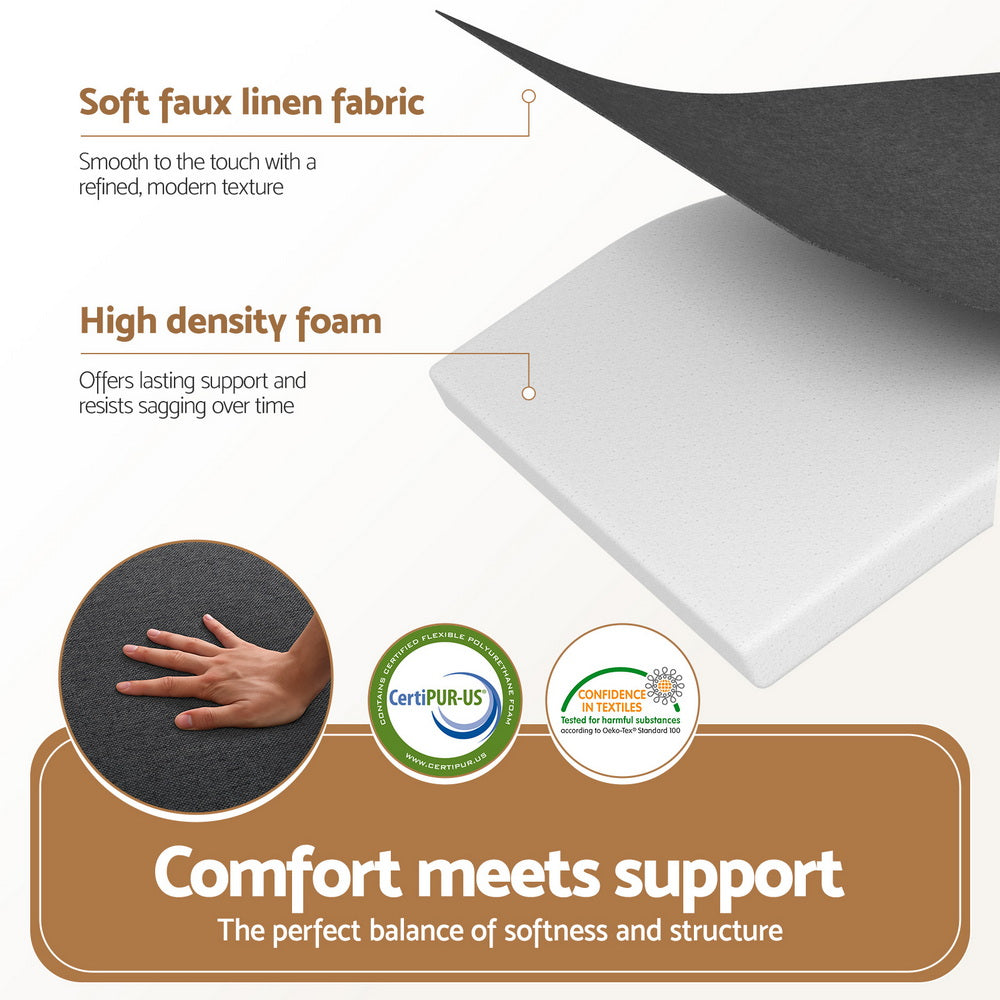 Dark gray faux-linen cover folding foam mattress with white foam base