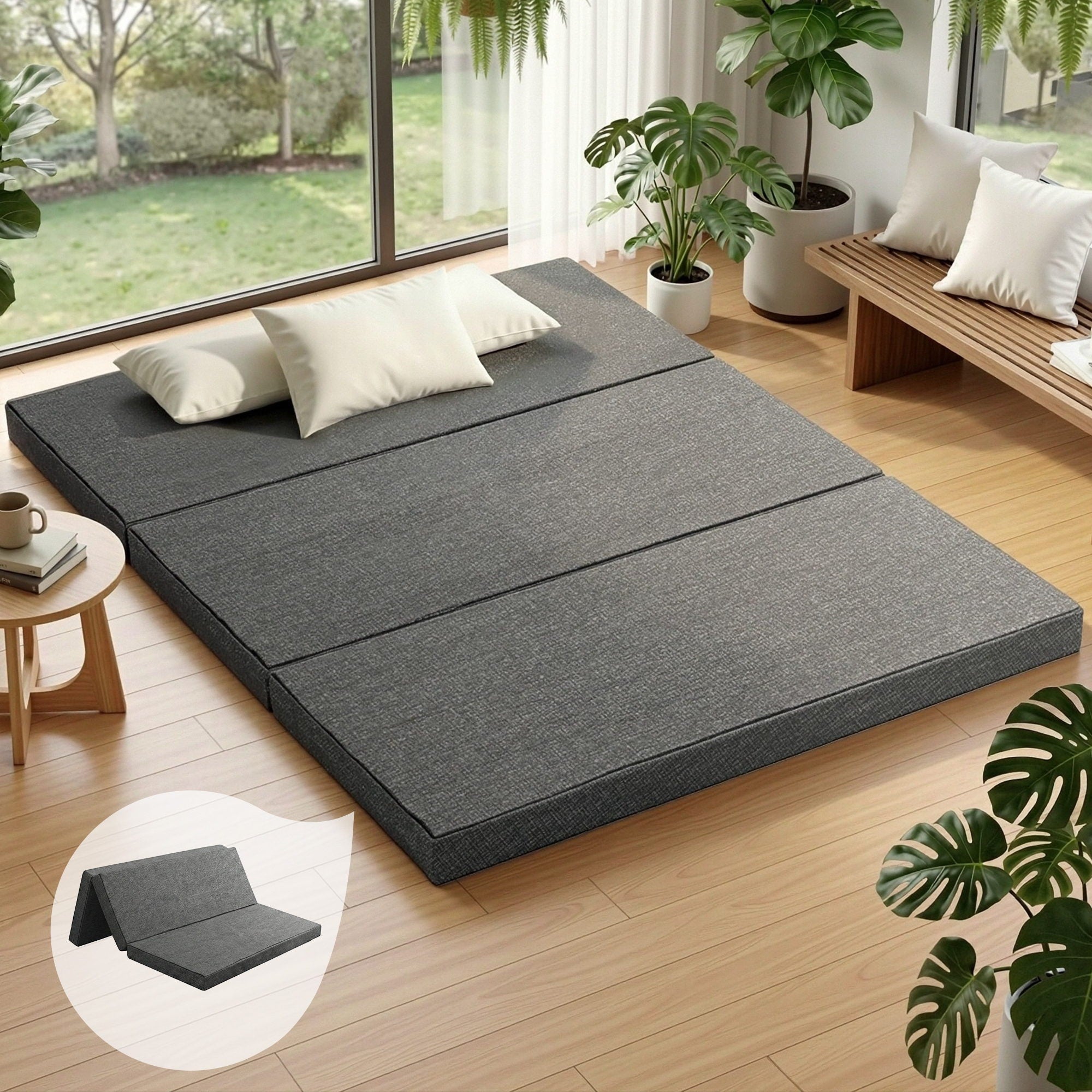 Giselle Bedding Foldable Mattress Folding Foam Queen Grey