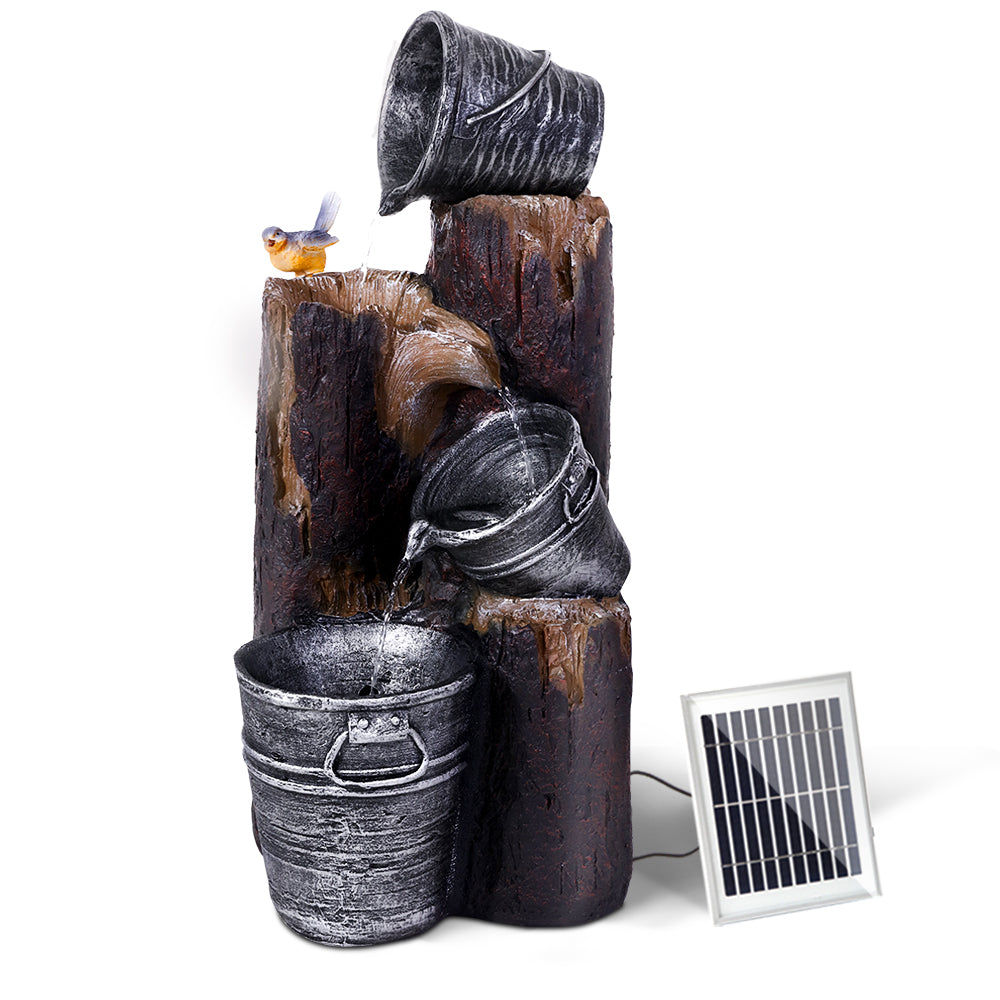 3-Tier Gardeon Solar Water Feature Cascading Fountain Bucket LED light Bird 76CM