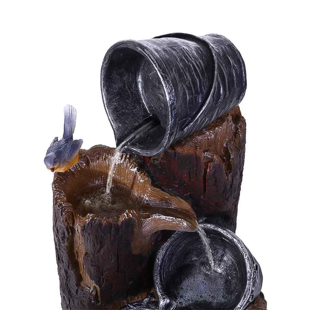 3-Tier Gardeon Solar Water Feature Cascading Fountain Bucket LED light Bird 76CM