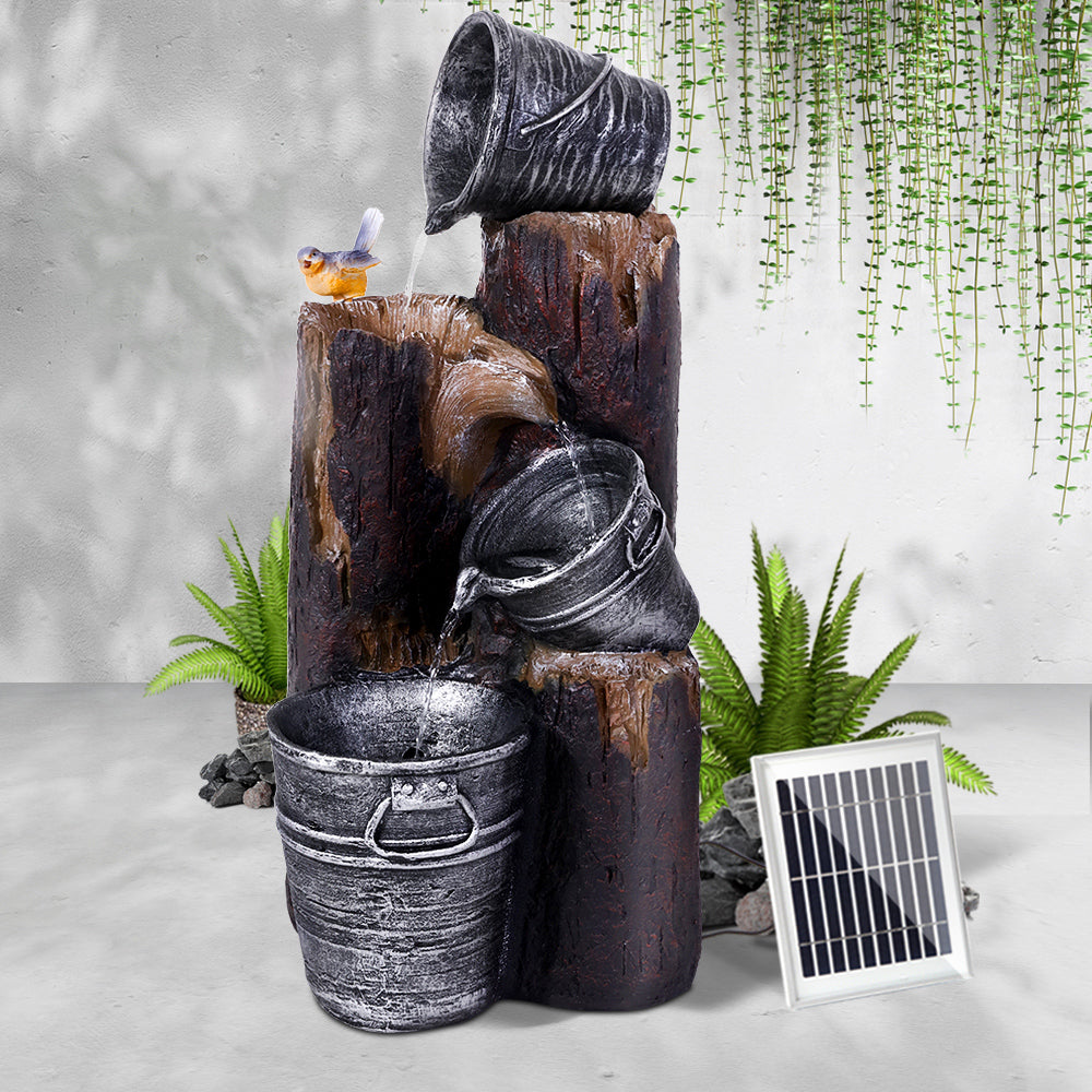 3-Tier Gardeon Solar Water Feature Cascading Fountain Bucket LED light Bird 76CM