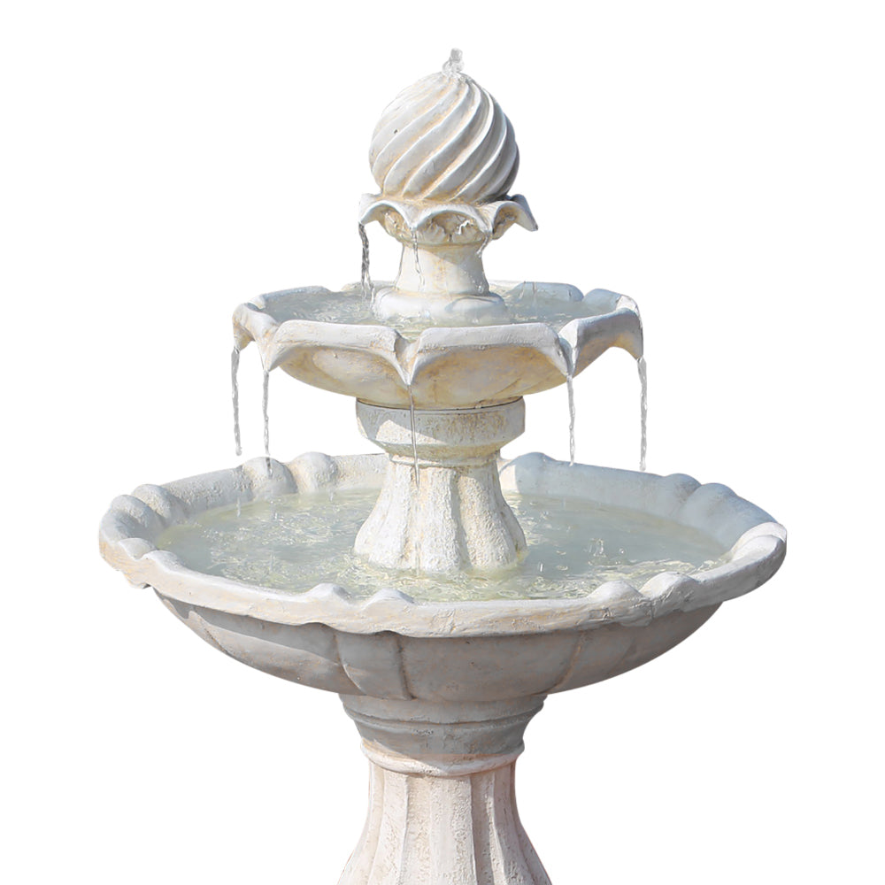 3-Tier Gardeon Solar Water Feature Fountain with Pump Kit Bird Bath 93CM Ivory