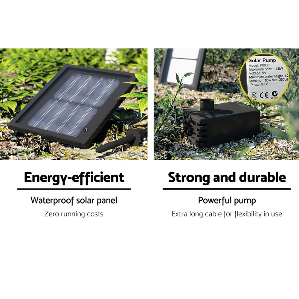 3-Tier Gardeon Solar Water Feature Fountain with Pump Kit Bird Bath 93CM Ivory