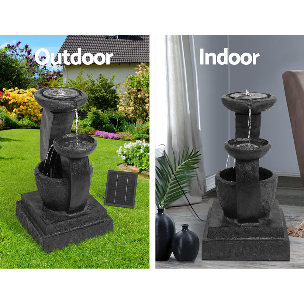 3-Tier Gardeon Solar Water Feature Cascading Fountain Mushroom LED Light 70CM