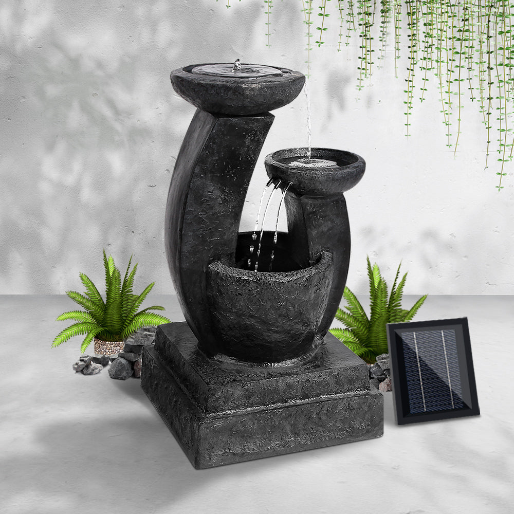 3-Tier Gardeon Solar Water Feature Cascading Fountain Mushroom LED Light 70CM